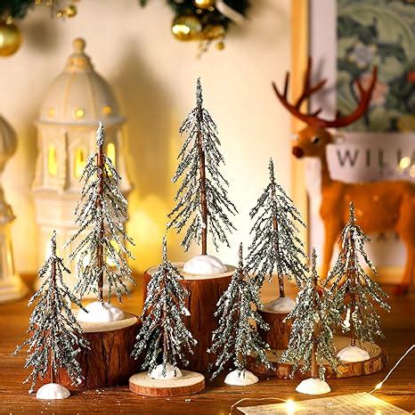 Amazon Uiifan 8 Pcs Christmas Village Trees Xmas Faux Artificial