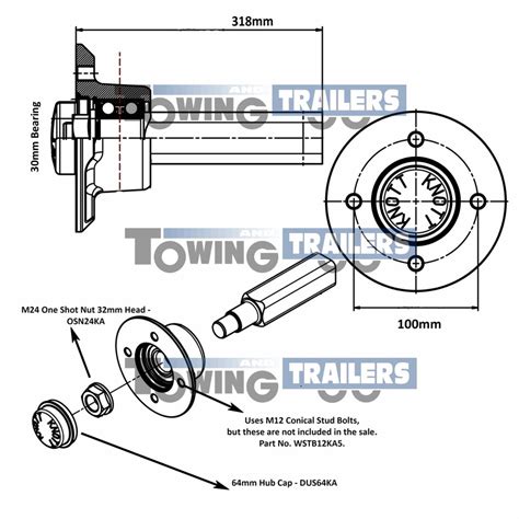 Knott Avonride Trailer Stub Axle 4x100mm Pcd P Series