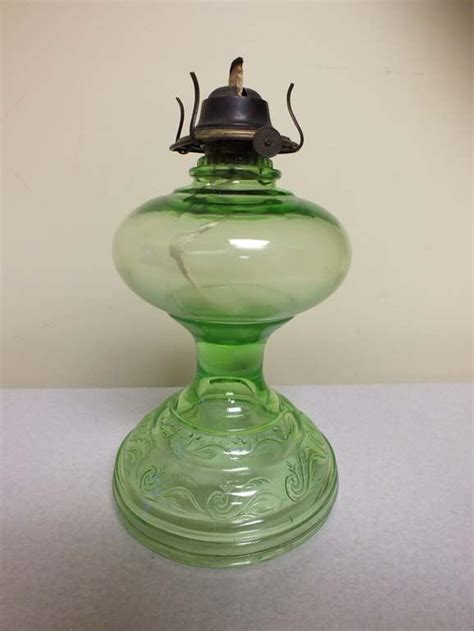 antique vaseline uranium glass lamp