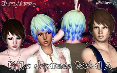 Kijiko Japanese Bobtail Hairstyle Retextured By Chazy Bazzy Sims 3 Hairs