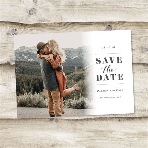 Save The Date Template With Photo Card Photoshop Template Etsy