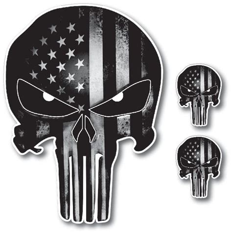 Punisher Skull American Flag Vinyl Decal Stickers Car Truck Snipe Low