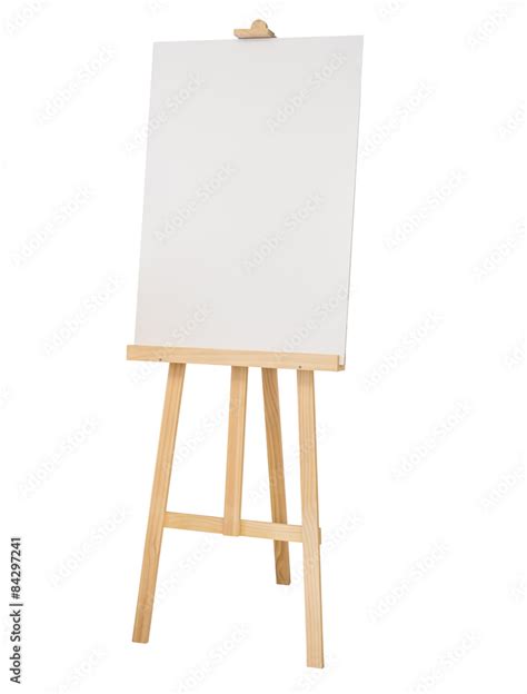 Painting Stand Wooden Easel With Blank Canvas Poster Sign Board Stock
