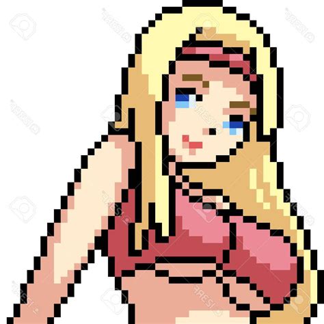 Cute Anime Girl Pixel Art Grid Gambarku