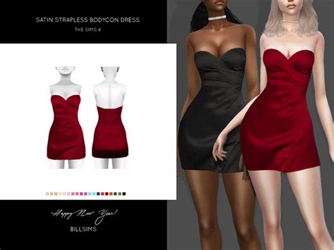Satin Strapless Bodycon Dress By Bill Sims At Tsr Sims 4 Updates