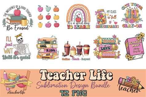 Teacher Life Sublimation Design Bundle Graphic By Elliot Design · Creative Fabrica