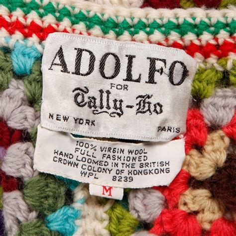 1970s Adolfo Vintage Wool Granny Squares Hand Crochet Jumper Waistcoat