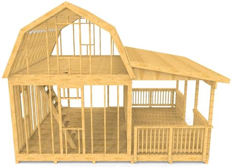 16x20 Barn Shed Plan 2 Story Porch Design Paul S Sheds Small