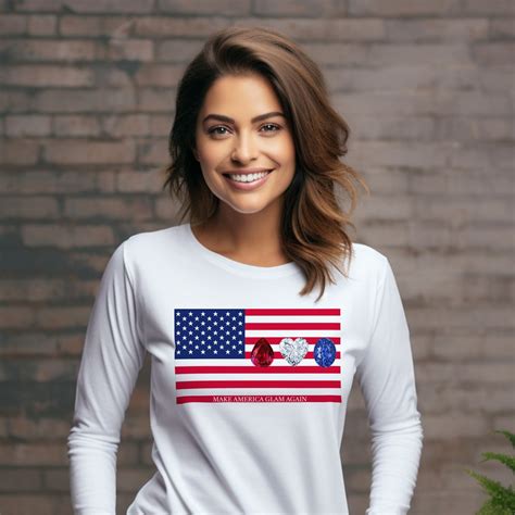 American Flag Shirt Patriotic Top Long Sleeve American Flag Top Make