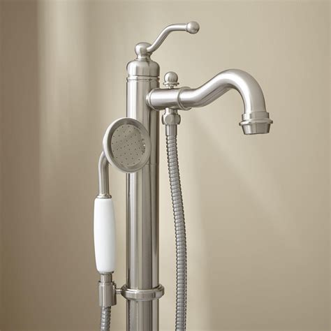 Temperatures can be adjusted by controlling the volume of water flowing through each water line with. Leta Freestanding Tub Faucet with Hand Shower - Bathroom