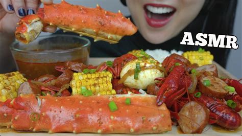 Asmr Seafood Boil King Crab Crawfish Sausage Egg And Corn Eating