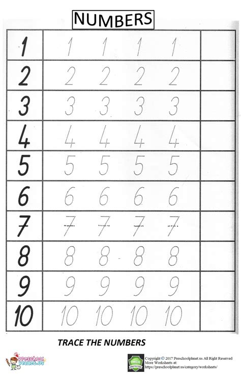 Free Printable Preschool Worksheets Tracing Numbers Printable