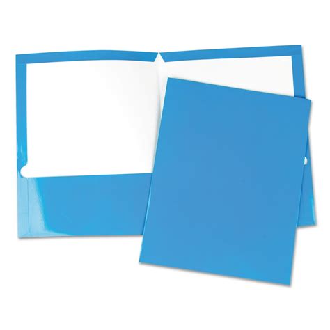 Universal Laminated Two Pocket Folder Cardboard Paper Blue 11 X 8 1