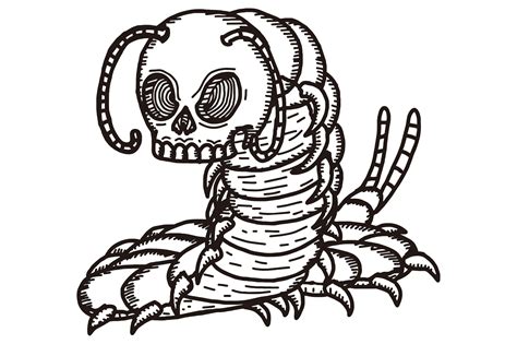 Coloring Skull Headed Centipede Gráfico Por Arief Sapta Adjie Ii