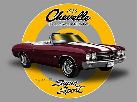 1970 Chevelle Ss Convertible Cherry Muscle Car Art Drawing By Rudy