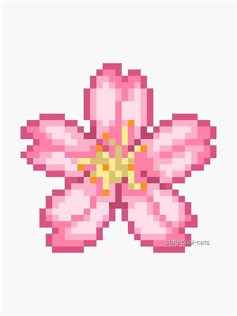 Pixel Art Cherry Blossom Sticker For Sale By Stay Cool Cats Redbubble