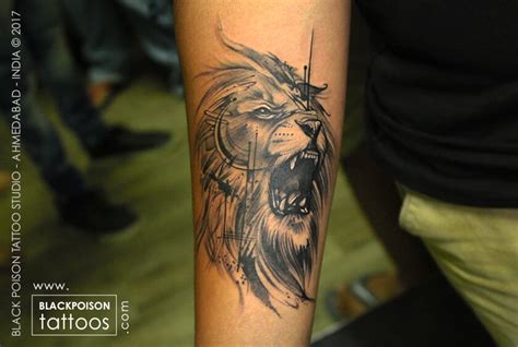 Lion Head Tattoo Best Tattoo Artist In India Black Poison Tattoo Studio