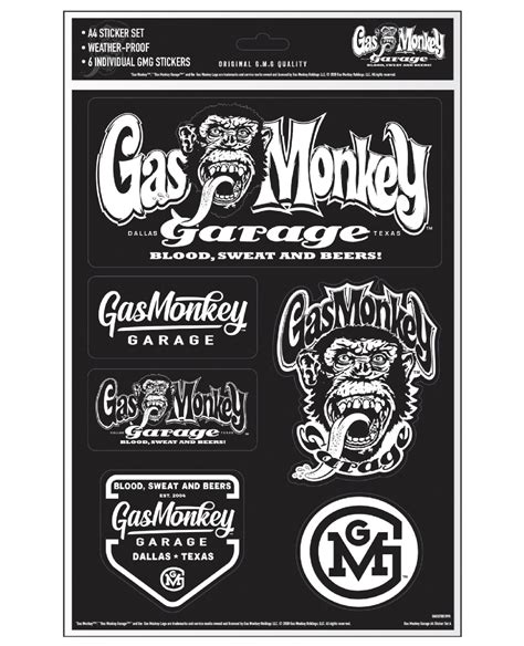 Gas Monkey Garage Sticker Gmg A4 Sticker Set A Fanartikel Kustom