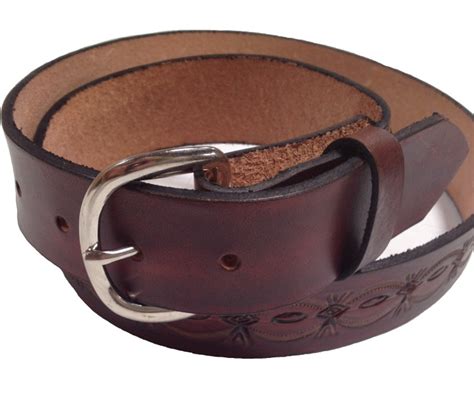Handmade Mens Leather Belt 15 Wide Crowsfoot Stamped Design