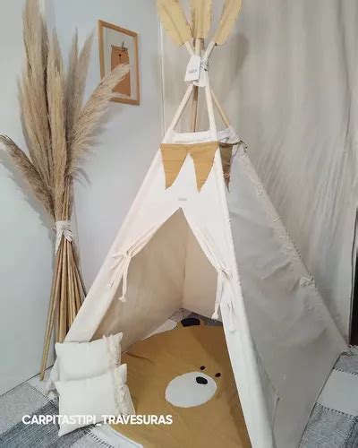 Carpa Tipi Infantil Completa Oso Dia Del Niño Base Acolchada 65 000