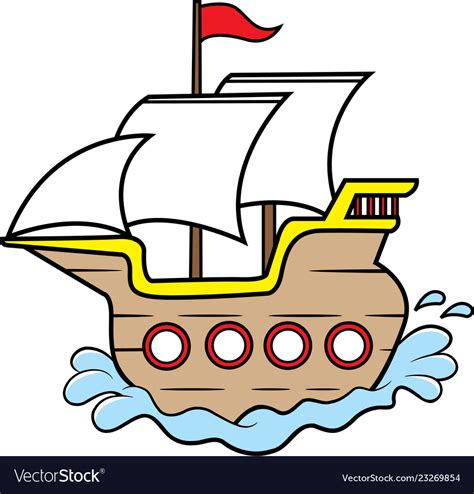 Cartoon Wooden Sailing Ship Royalty Free Vector Image