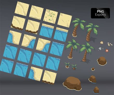 Pixel Art Beach Tile Set Game Art Partners Pixel Art Art Partner
