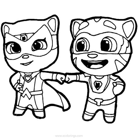 Talking Tom Heroes Coloring Pages Tom And Angela