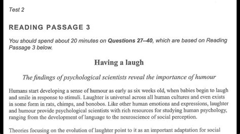 Having A Laugh Ielts 15 Reading Answers With Explanation Youtube