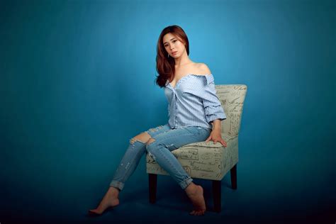 Free Images Blue Photograph Sitting Beauty Girl Shoulder Photo