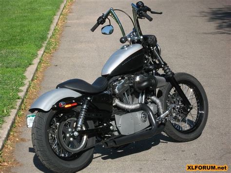 Vivid black nightster with new 12 inch mini apes, rigid struts, forward controls and sum other small stuff. 2007 Harley Nightster 1200 with mini apes. This is the ...