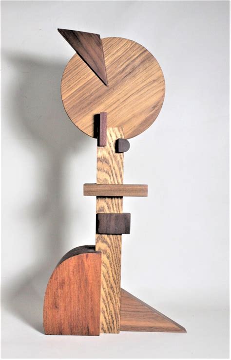 Signed Modern Abstract Constructivist Styled Wooden Sculpture For Sale