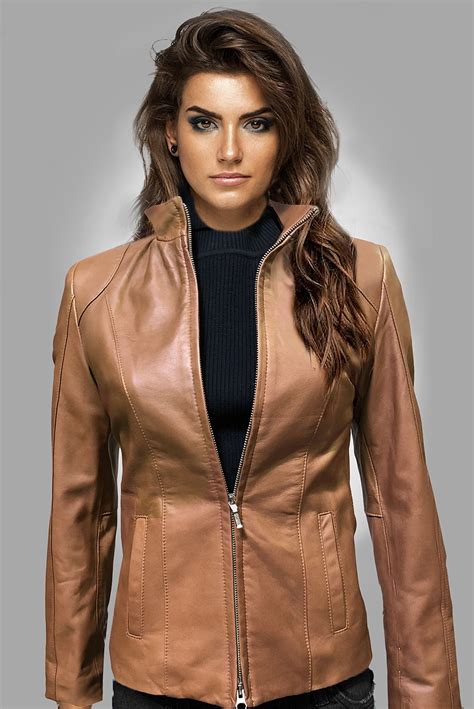 ladies fashion red leather coat zipped leather jacket black wool coat