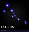Taurus Zodiac Sign with Beautiful Bright Stars on vector image on ...