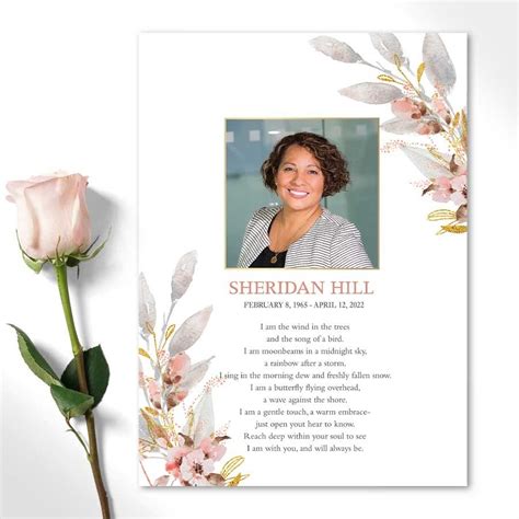 Custom Funeral Keepsake Card With Photo And Poem For Memorial Ts