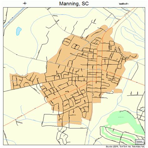 Manning South Carolina Street Map 4544350