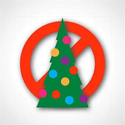 No Christmas Tree Red Prohibition Sign With Christmas Tree Vector