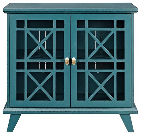 Modern Farmhouse Storage Cabinet Unique Geometric Patterned Doors