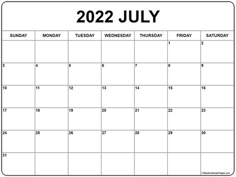 July 2021 Calendar With Dates Empty Calendar