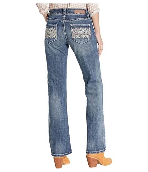 Rock And Roll Cowgirl W1 1007 Mid Rise Bootcut Jeans In Dark Vintage Wash Cowgirl Delight