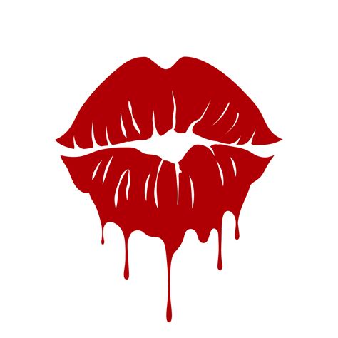 Print Of Red Lips Valentines Day Kiss Icon With Dripping Effect Vector Illustration On A