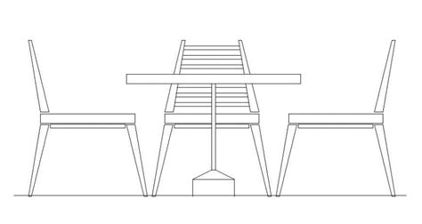 Three Seater Table And Chair Elevation Drawing In Autocad Cadbull