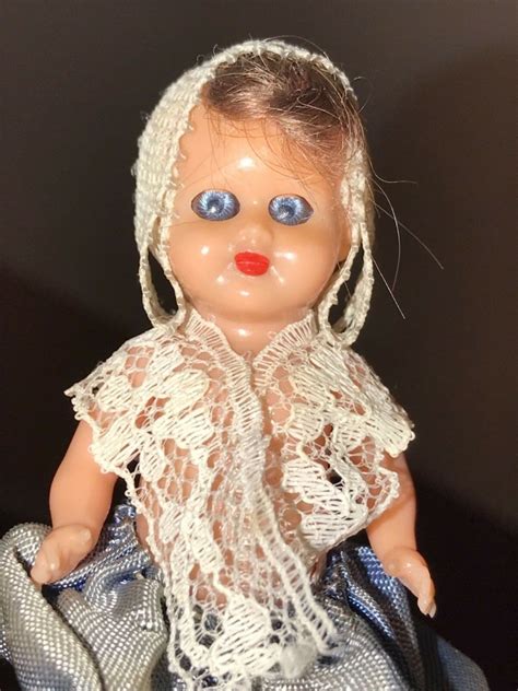 Vintage Miniature Hard Plastic Jointed Arms Fixed Legs Sleepy Eye Doll Hong Kong • 1500 Doll
