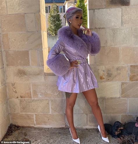 Cardi B Slays In Glossy Short Purple Dress Photos Miss Petite