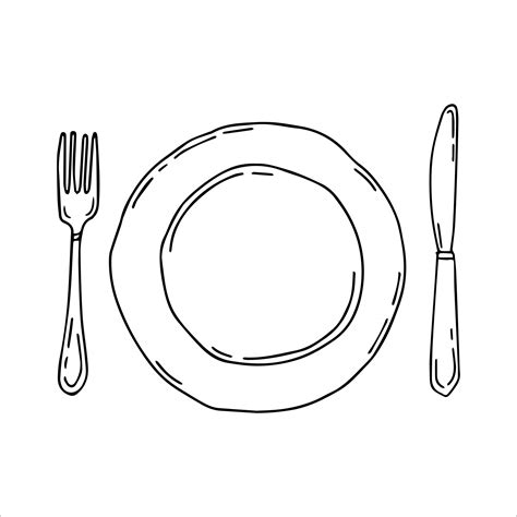 Plate With Fork And Knife Cultery Table Settings 2990277 Vector Art