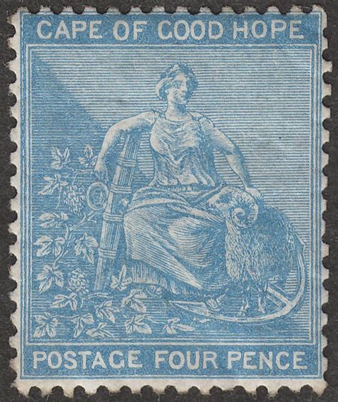 Cape Of Good Hope 1865 Qv Hope With Frame 4d Pale Blue Mint Sg24 Cat £