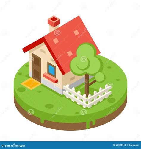 House Building Private Property Tree Icon Real Stock Vector