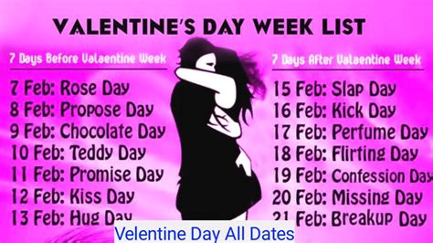 Valentine Day Dates 2021 Valentine Week List Dates 2021 Valentine