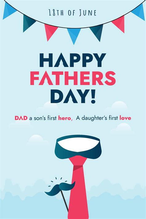 Happy Fathers Day Vector Happy Fathers Day Poster With Tie Hat And