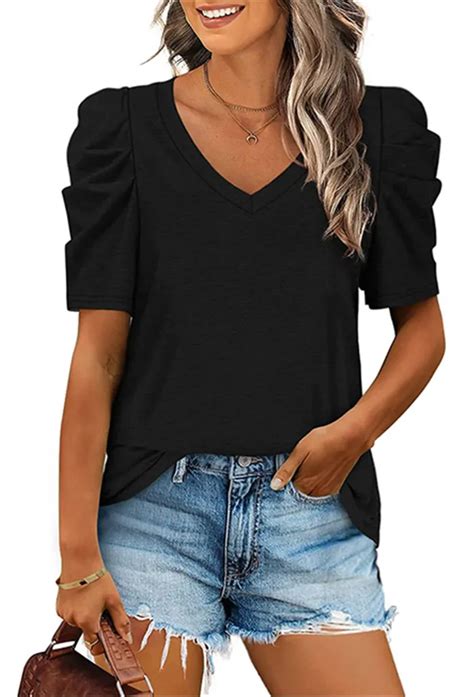 Asksa Damen T Shirt Sommer V Ausschnitt Bluse Kaufland De