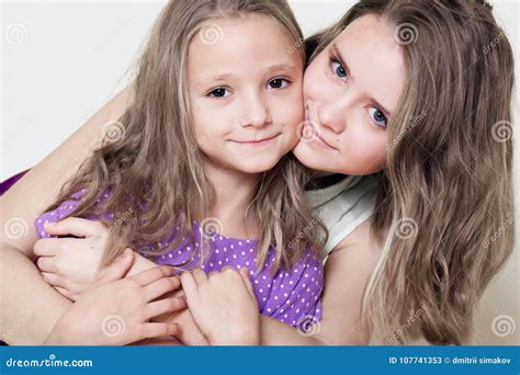 Portrait Of Two Girls Love Sisters Stock Image Image Of